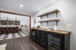 Marble and butcher block counters gave new life to the original cabinets 